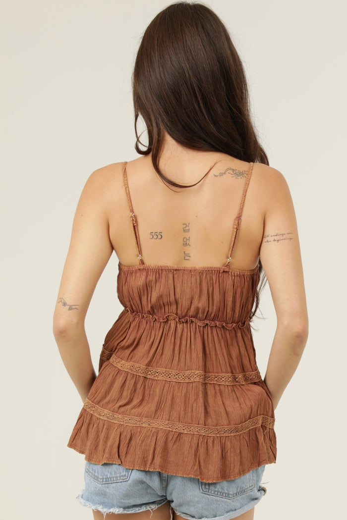 Baby Doll Tank Top ~ Cinnamon Brown