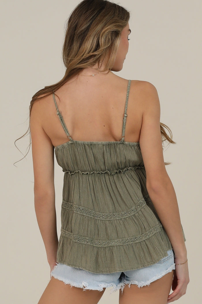 Baby Doll Tank Top ~ Sage Green