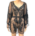 Black Lace Over Blouse ~ Butterfly Motif