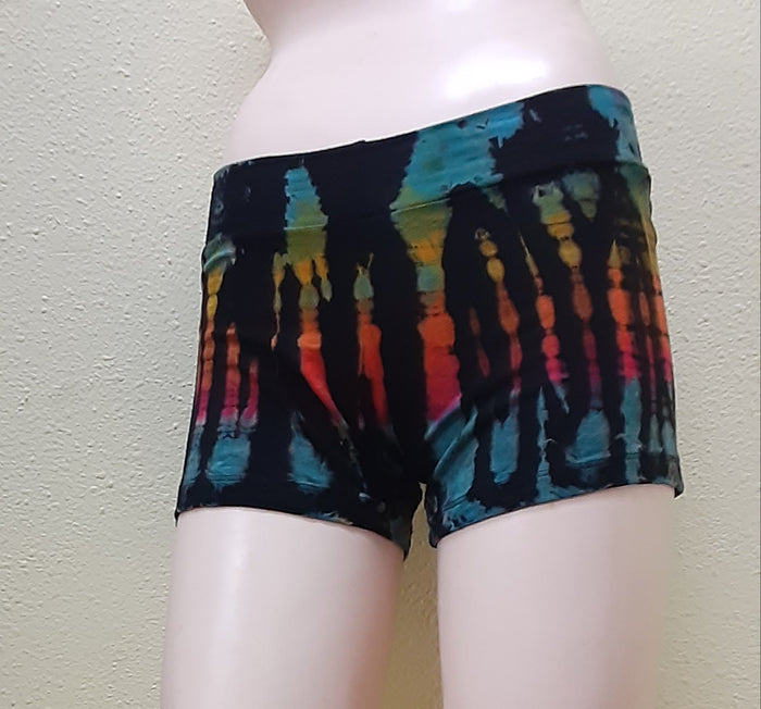 Booty Shorts - Tie-dye - Black Rainbow