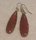 Brass & Carnelian Earrings ~ Elongated Drops
