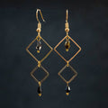 Brass & Crystal Earrings ~ Double Diamonds