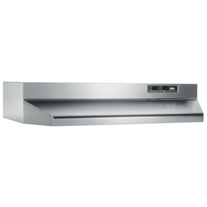 Broan 40000 Series 30-in. Ducted Under Cabinet Range Hood, with 210 MAX Blower CFM in Stainless Steel (403004) main image.