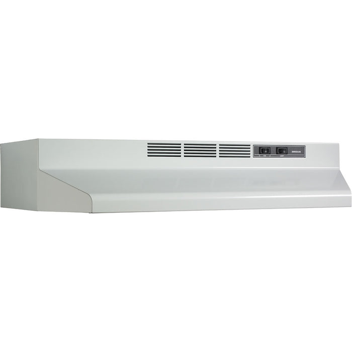 Broan F40000 Series 30 In. Two-Speed 4-Way Convertible Under Cabinet Range Hood with Color Options (F4030) White