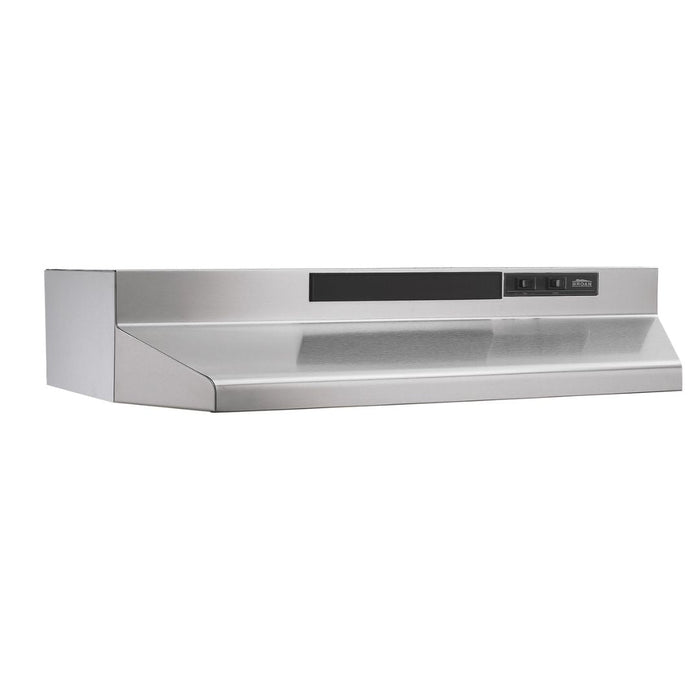 Broan F40000 Series 36 in. Two-Speed 4-Way Convertible Under Cabinet Range Hood in Stainless Steel (F403604) main image.