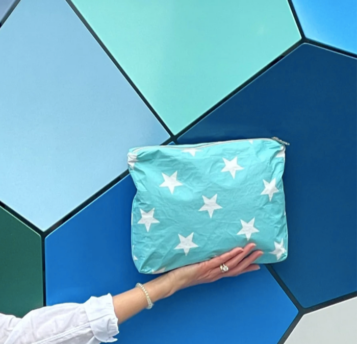 "Capri Sea Blue & White Stars" by Hi, Love