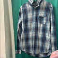 Carbon Blue and White Plaid Men's Shirt medium