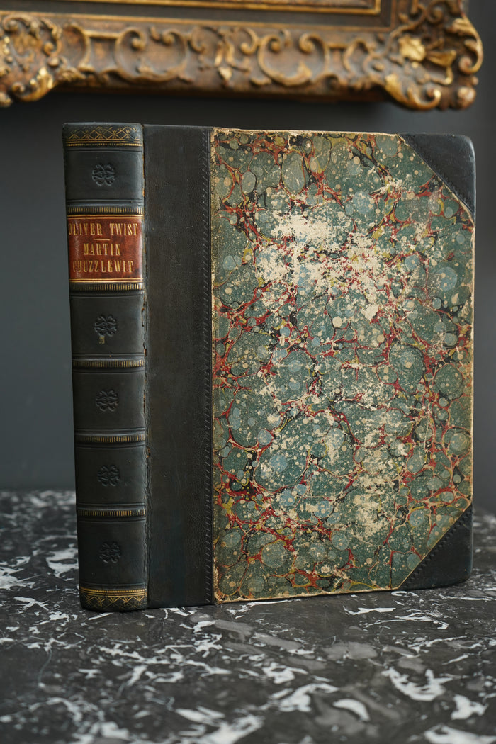 Charles Dickens Oliver Twist & Martin Chuzzlewit Victorian Leather Book