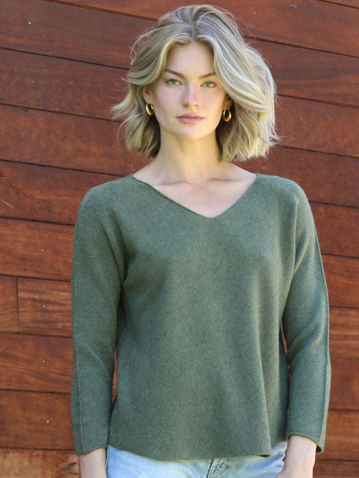 Classic Italian Sweater ~ Olive Green