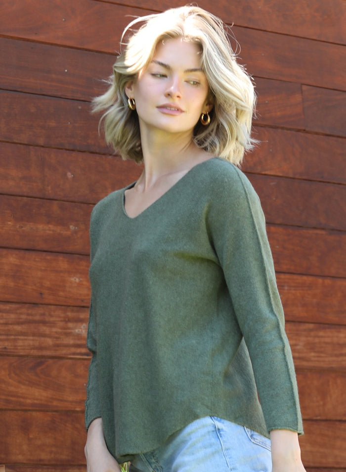 Classic Italian Sweater ~ Olive Green
