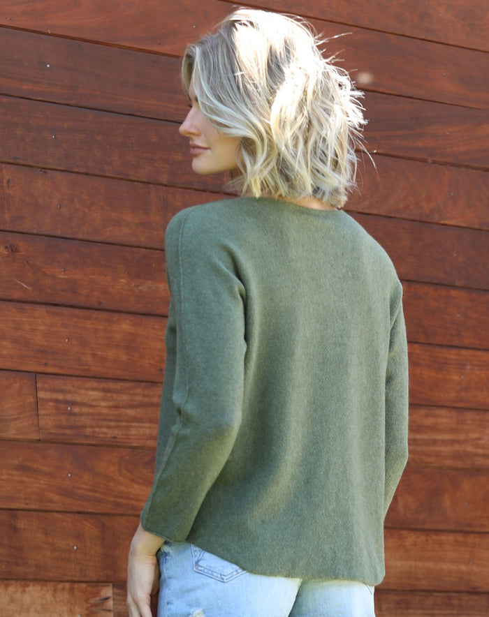 Classic Italian Sweater ~ Olive Green