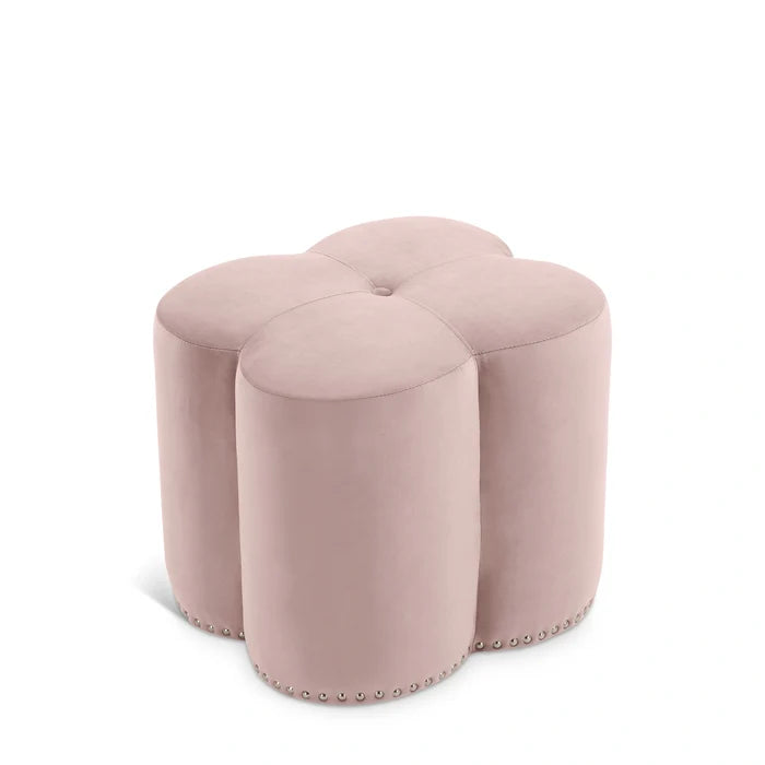 Clover Pink Velvet Ottoman