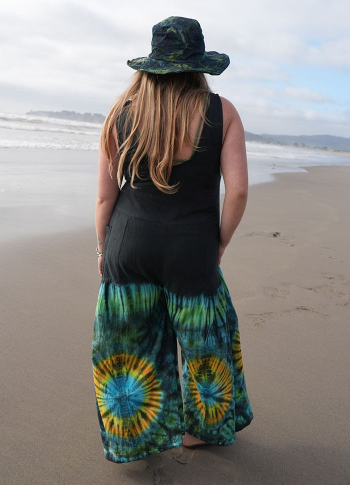 Comfy Cotton Overalls ~ Black & Tie-dye