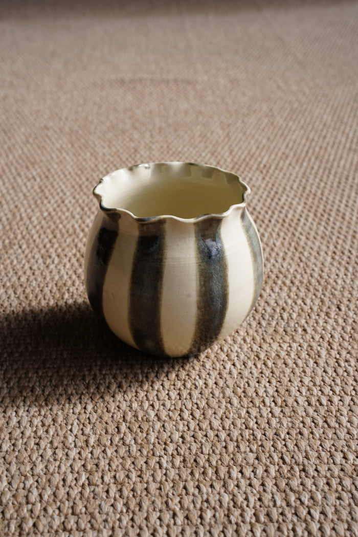 Contemporary Handmade Ceramic Vase, Striped Glaze