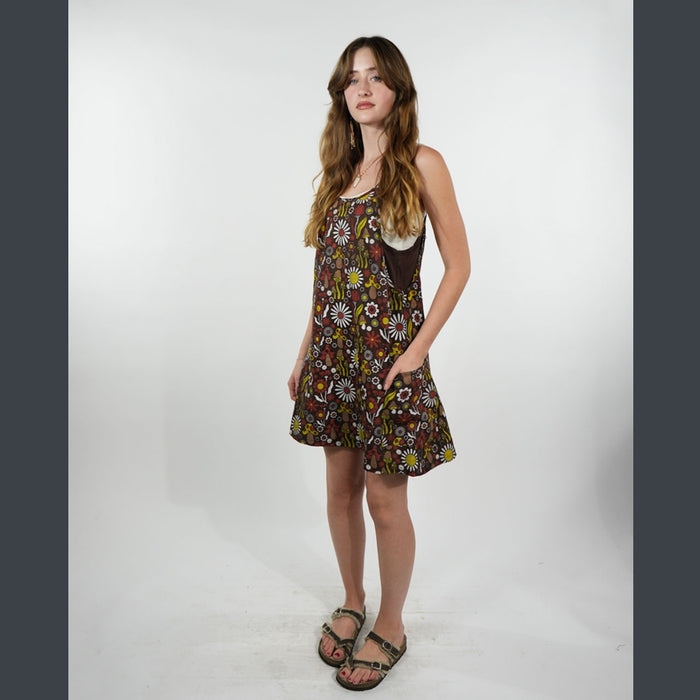 Cotton Knit Jumper in Brown Retro Print