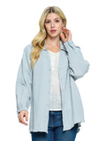 Cotton Long Sleeved Over-Shirt ~ Light Gray Blue