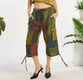 Cotton Patchwork Carpi Pants