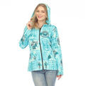 Cotton Patchwork Hoodie ~ Turquoise