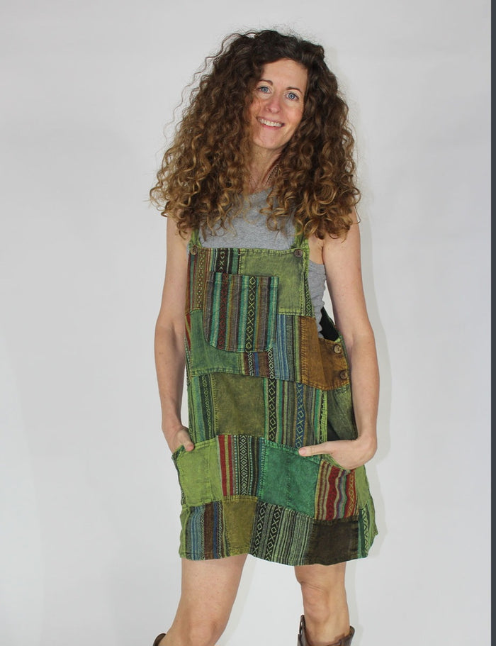 Cotton Patchwork Jumper ~ Olive or Brown