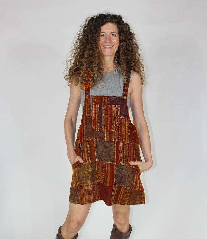 Cotton Patchwork Jumper ~ Olive or Brown