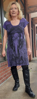 Cotton T-Shirt Dress ~ Elephant Print - Two Colors