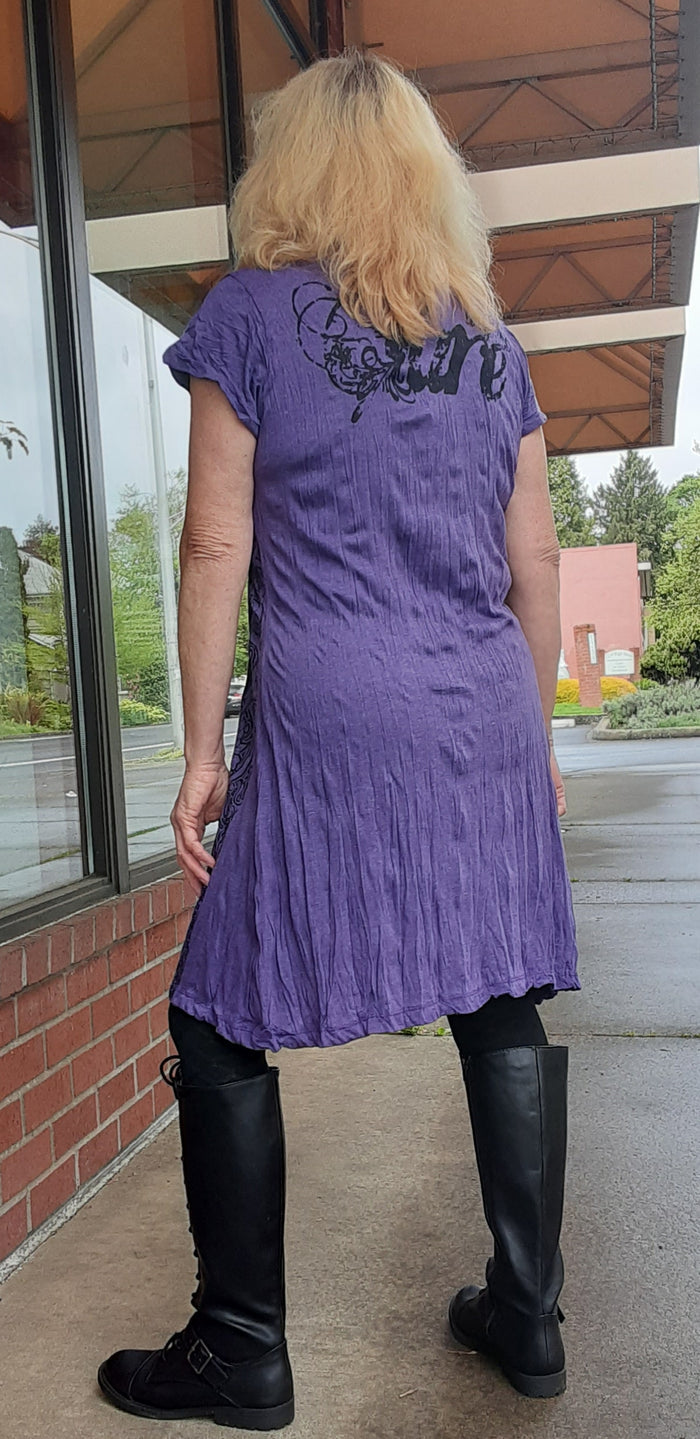 Cotton T-Shirt Dress ~ Elephant Print - Two Colors