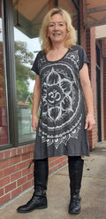 Cotton T-Shirt Dress ~ Lotus Om Design ~ Two Colors