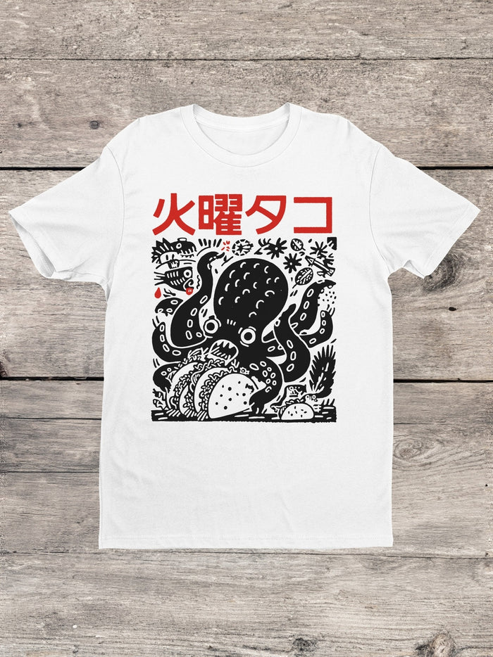 Cotton T-Shirt ~ Octopus Eating Tacos!