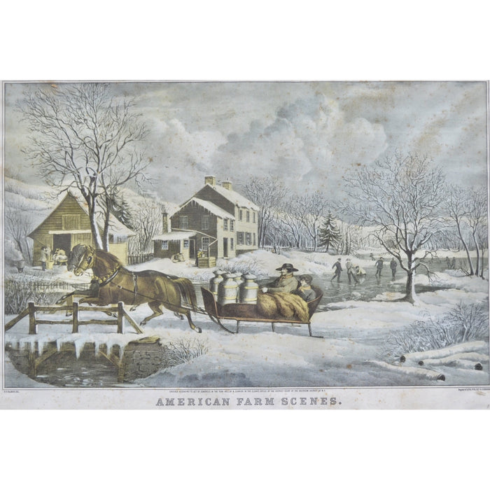 Currier & Ives Litho reprint of "Winter American Farm Scene #4"-Art-Antique Warehouse