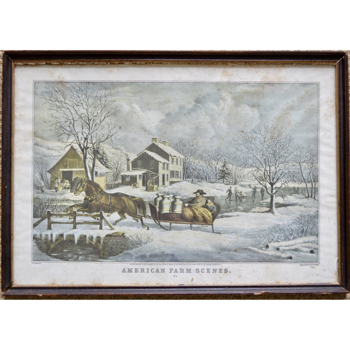 Currier & Ives Litho reprint of "Winter American Farm Scene #4"-Art-Antique Warehouse