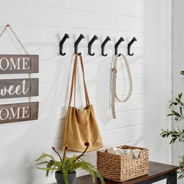 Danya B Black Cast Iron Railway Spike Wall Mount Hook Set of 6 (SW305) main image.