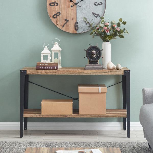 Danya B Modern Industrial Credenza Console Table with Metal Legs and Distressed Wood Finish (GH19001)