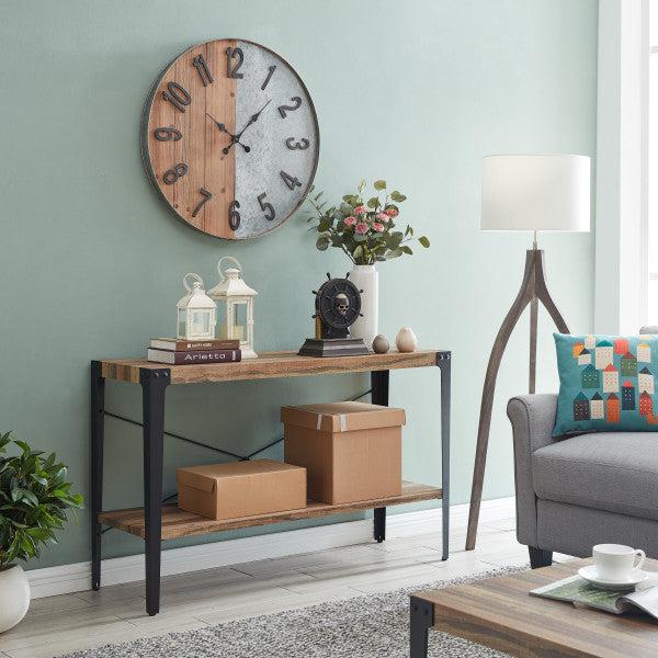Danya B Modern Industrial Credenza Console Table with Metal Legs and Distressed Wood Finish (GH19001)