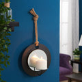 Danya B Decorative Round Rustic Pillar Candle Sconce with Rope and Mirror (SE2168) main image.