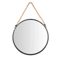 Danya B Framed 20 in. Decorative Round Black Metal Circle Wall Mirror with Hanging Rope main image.