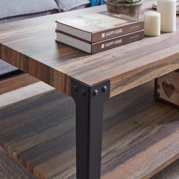 Danya B Metal and Laminated Coffee Table in Distressed Wood Finish (GH19003)