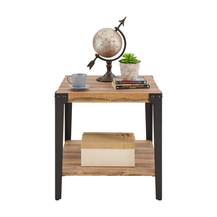 Danya B Modern Industrial End/Side Table in Distressed Wood Finish with Metal main image.
