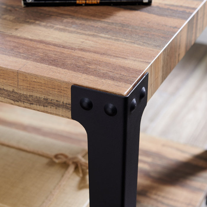 Danya B Modern Industrial End/Side Table in Distressed Wood Finish with Metal