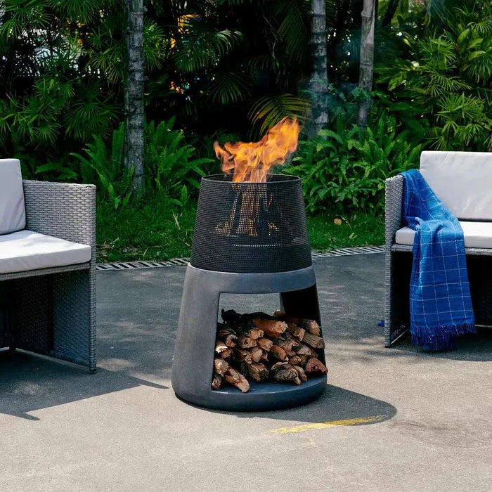 Danya B Outdoor Conic Wood Burning Faux Stone Fire Pit (TFE979750) main image.