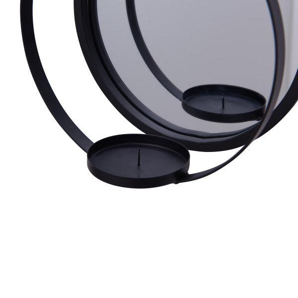 Danya B Round Wrought Iron Pillar Candle Sconce with Mirror (SE1994)