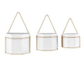 Danya B Set of 3 Geometric White Metal Planters with Gold Metal Frames (FHB1469) main image.