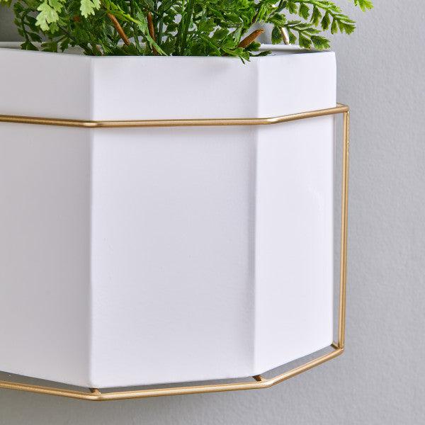 Danya B Set of 3 Geometric White Metal Planters with Gold Metal Frames (FHB1469)