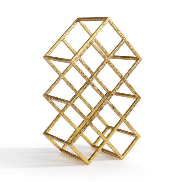 Danya B Sparkling Gold 9 Bottle Metal Wine Rack (DS041) main image.
