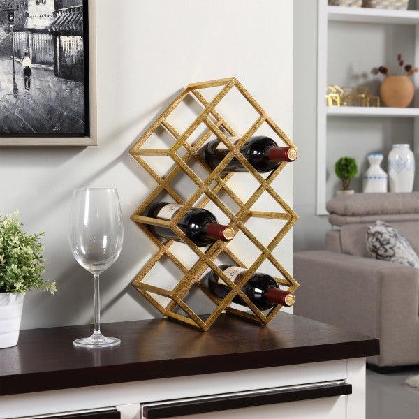 Danya B Sparkling Gold 9 Bottle Metal Wine Rack (DS041)