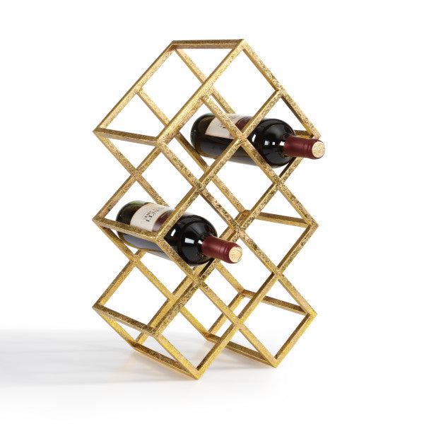 Danya B Sparkling Gold 9 Bottle Metal Wine Rack (DS041)