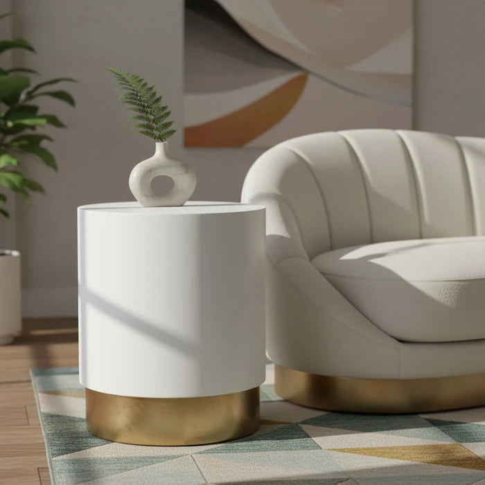 Deco White/Gold End Table