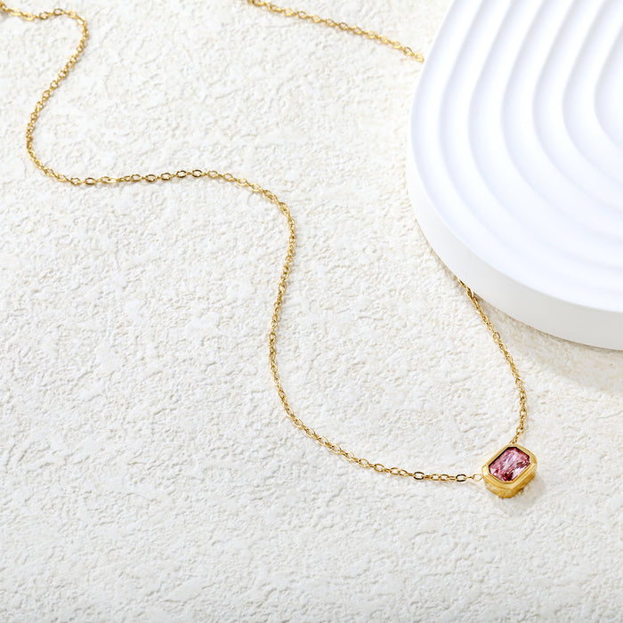 DIAMOMND BOX Necklace - PINK