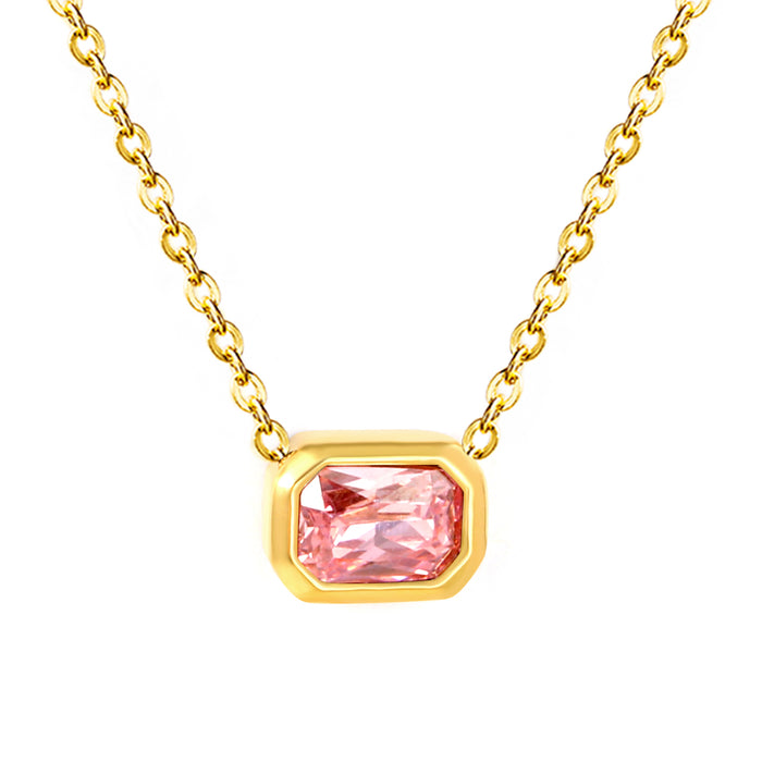 DIAMOMND BOX Necklace - PINK
