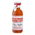 A 500g bottle of Don Antonio Tomato Aubergine and ricotta pasta sauce with attractive paper and red ribbon around the top of the bottle.