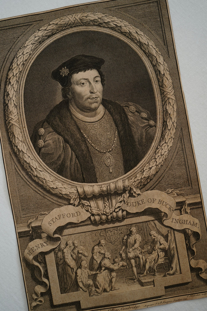 Early 19th Century Engraving "Duke of Buckingham" by Jacobus Houbraken